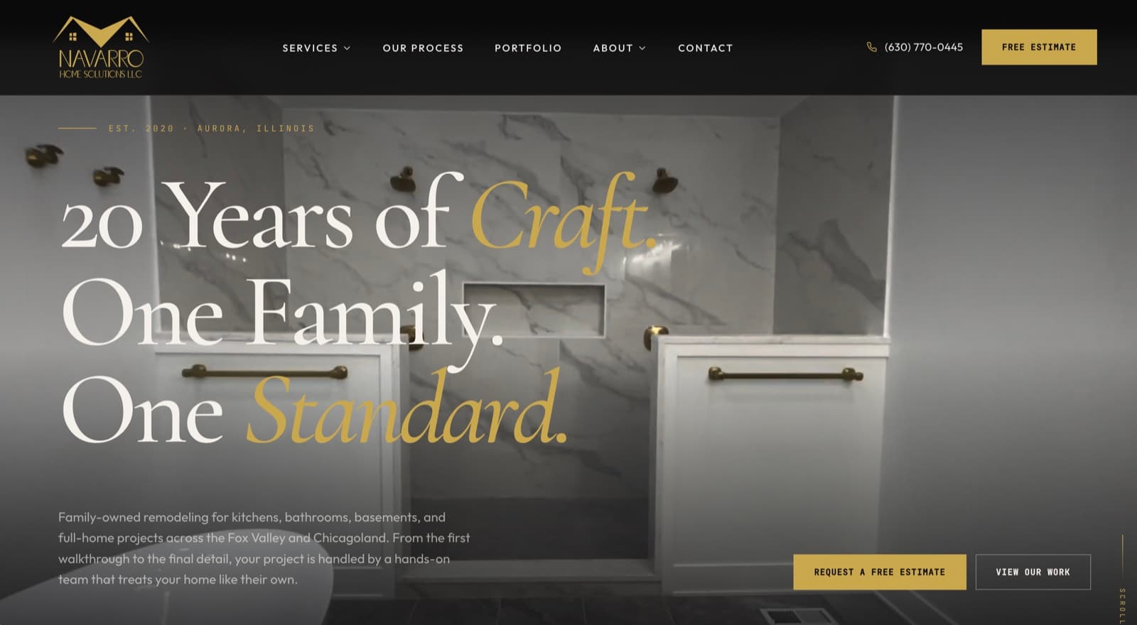 The Navarro Home Solutions website homepage we built